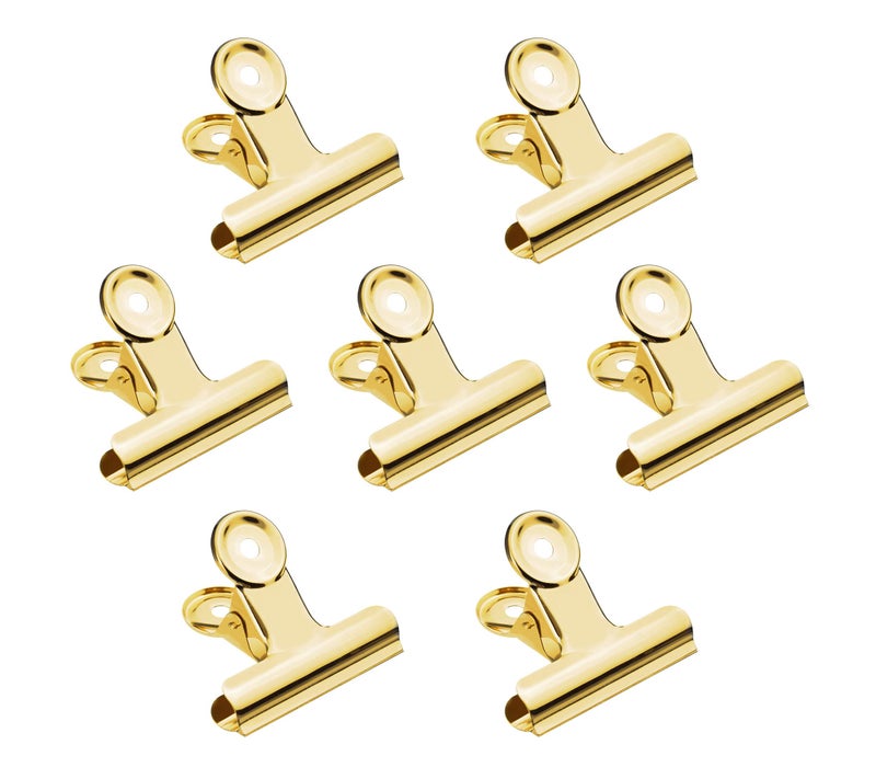 HomeImpel 20 Pack 2 Inch Polished Steel Clips  Metal Bulldog Binder Clips  Large Hinge Paper Clips Clamps for Food Bags  Pictures Photos  Art Crafts  Home Office Supply (Gold) - Image 1